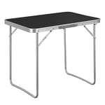 WOLTU Table de Camping Pliante en Aluminium et MDF Table de Pique-Nique, Jardin Pliable Tables de Service Table d'appoint Portable pour Plage Balcon 70x60x50 cm, Noir CPT8135sz