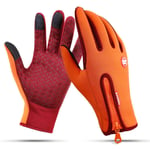 AISHANG Waterproof Winter Warm Gloves Men Ski Gloves Snowboard Gloves Motorcycle Riding Winter Touch Screen Snow Windstopper Glove,Orange,L