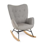 MEUBLE COSY Fauteuil à Bascule Allaitement Rocking Chair Scandinave Chaise Loisir Revêtement en Tissu avec Pieds en Bois Massif pour Salon, Chambre, Le balcon, Gris Clair