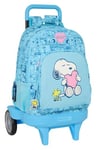 SNOOPY LOVE - Grand sac à dos à roulettes, compact évolution, amovible, idéal pour les enfants de différents âges, confortable et polyvalent, qualité et résistance, 33 x 22 x 45 cm, bleu clair, M,