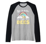 Life Is Better With Bees Rainbow Raglan Baseball Tee