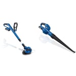 Hyundai 20v Li-ion Cordless Strimmer, 250mm Trimming Width, 2ah Battery & Charger & 20V Cordless Leaf Blower, 141mph Maximum Air Speed, Lightweight