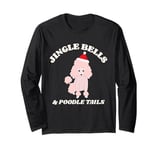 Cute Pink Poodle Christmas Jingle Bells and Poodle Tails Long Sleeve T-Shirt