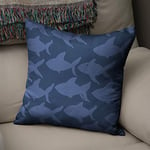 BonaMaison Housse de Coussin Motif, Bleu Taie d'oreiller pour Lit Voiture Canapé Maison Salon Chambre, Décoration D'intérieur, 43x43cm - Conçu et Fabriqué en Turquie