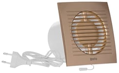 Steinberg14 Ø 125mm D'or Extracteur D’air Avec Interrupteur à Tirette et Prise - Ventilateur de Salle de Bain, Cuisine, WC