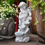 ZHIRCEKE Solar Powered Fairy Angel Cherub Garden Resin Garden Ornament Outdoor Cherub Figurine Statue