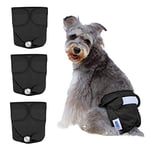 Nobleza 3X Couches Chien Lavables, Culottes Hygiéniques pour Chiens en Chaleur, Couches Hygiéniques Réutilisables pour Chien Femelle (S Taille 30-35cm, Lot de 3, Noir)