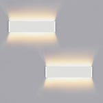 Lureshine 2 Pack Applique Murale Interieur Haut et Bas Appliques 16W 40CM Aluminium Décorer/Moderne Applique Murale Blanc Chaud 3000k LED Murale Convient pour Chambre|Couloir|Escalier（Blanc）