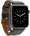 Burkley Bracelet de rechange en cuir pour Apple Watch de 38/40 mm et 42/44 mm - Vintage - Bracelet de rechange compatible avec toutes les montres Apple - Fait main (42/44 mm, noir - BA9)