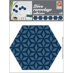 Sticker Carrelage Autocollant Hexagonal 15x15cm 6pcs Bleu Chic Motifs Géométriques Décoratif Adhésif