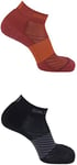 Salomon 2 Pairs of Unisex Low Socks, XA 2-PACK, Polyester/Polyamide, Size S (3.5-5), Red/Grey (Biking Red/Forged Iron), LC1132800