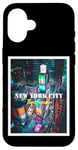 Coque pour iPhone 16 Cool New York City Times Square Skyline Illustration Graphic