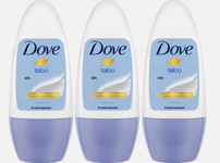 3x Dove Talco Roll on Deodorant 50ml, 0% Alcohol 48h Protection