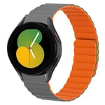 Strap-it Bracelet silicone magnétique Galaxy Watch 5 - 40mm (gris/orange)