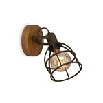 Briloner - Applique murale rétro avec abat-jour en treillis et 1 ampoule murale vintage Culot E27 max. 25 W Abat-jour réglable en bois et acier Marron 2670-014