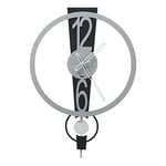 Arti & Mestieri Horloge Murale Minimale DJ-Set, Design 100% Made in Italy, en Fer, 42 x 60H cm (Noir/Aluminium/Blanc)