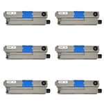 Toner Cartridge for Oki MC562DN Printer 44469803 Black Cartridge Compatible 6Pk