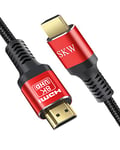 SKW Câble HDMI 2.1 7.6m, 8K & 4K UHD prend en charge 8K@60Hz, 4K@120Hz 144Hz, DTS:X, HDCP 2.2 & 2.3, eARC, HDR 10, compatible moniteur, TV, Xbox PS5/4 Blu-Ray