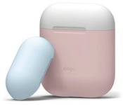 Elago AirPods Duo Silicone Case (AirPods 1/2) - Vaaleanpunainen (valkoinen/vaaleansininen)