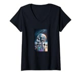 Womens Bitcoin Skull Head Ghost Demon Fantasy Dream Gothic Dark V-Neck T-Shirt