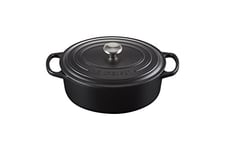 Le Creuset Cocotte en Fonte Émaillée Signature avec Couvercle, 29 cm, Ovale, 4,7 L, 4,675 kg, Noir Mat, 21178290000430