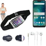 Belt bag for Xiaomi Mi A2 Lite + headphones waist bag Sport Running Fitness shou