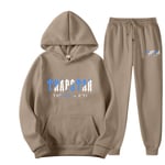 Joggingsdräkt för män Träningsoverall Set Hoodie Topp Sportkläder Långärmade sweatshirts Hoodie Byxor Sportkläder Casual Joggingsuit Tvådelad S beige