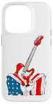 Coque pour iPhone 14 Pro Guitare patriotique Drapeau américain Musicien Rock Concert