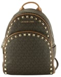 Michael Kors Brown Backpack Bag  Medium PVC Logo Pattern Studded Abbey RRP £310