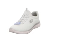 Skechers Femme Summits Lite Basket, White Mesh Silver Gray Trim, 42 EU