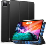 ZTotopcase -kotelo iPad Pro 12.9 2020/2021 (4. sukupolvi/5. sukupolvi), magneettinen ultra ohut valo ja taitettava jalustan suojakansi automaattisella unella/heräämisellä, musta