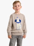 Lindex Kids' Cotton Dog Placement Jumper, Dusty Beige