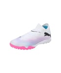 Puma Men Future 7 Pro Cage Soccer Shoes, Puma White-Puma Black-Poison Pink, 9 UK