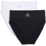 adidas Women's Seamless Hi-Leg Brief Panty Underwear, Black/White, M (Pack of 2)