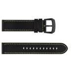 Detomaso Bracelet pour Montre en Cuir Noir de 22 mm avec Boucle Noir. NEUF