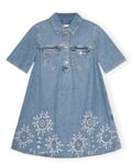 Broderie Anglaise Denim Mini Dress - Light Blue Stone