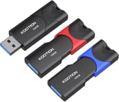 Clé Usb 3.0 128 Go Lot De 3, Cle Usb 128Go 3.0 Pousser Tirer Clef Usb 3.0 Flash Drive Stockage Unique Mémoire Stick (Couleur Mixte Noir Rouge Bleu)