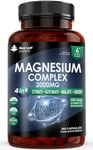 Magnesium Glycinate 4-in-1 Complex 2000mg - High Strength Magnesium Supplements - Magnesium Bisglycinate,Citrate, Malate, Oxide - 360 Capsules 449mg Elemental Magnesium - Vegan UK Made by New Leaf