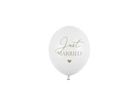 Partydeco Sb14p-237-008-6, Toy Balloon, Latex, Guld, Vit, Bröllop, Oval, 30 Cm