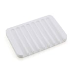 Silicone Soap Dish, Auzass Anti-Slip Self Draining Soap Holder, Portable Soap Drainer Dish Tray for Shower, Bathroom, Kitchen, Counter Top, Keep Soap Dry, Easy Cleaning (White)