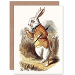 Alice Wonderland White Rabbit Tenniel Book Illustration Carrol Greetings Card Plus Envelope Blank inside