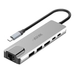 APM Hub USB C, 6 en 1, HDMI 4K, RJ45 Ethernet Gigabit, Adaptateur USB Type-C vers USB 3.0 et USB C PD Charge 100W, Compatible avec Windows MacOS Linux ChromeOS PC XPS MacBook Chromebook, 570518