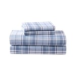 Laura Ashley Accueil – Draps de lit en Flanelle de Coton brossé pour Plus de Douceur et de Confort (Mulholland Plaid Bleu, Grand lit)