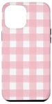 Coque pour iPhone 15 Pro Max Carreaux vichy rose pastel