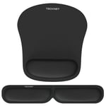 TECKNET Tapis de Souris et Repose-Poignet Clavier, Mouse Pad Ergonomique en Mousse à Mémoire pour Bureau Ordinateur, Gamer, Antidérapant, Imperméable, Flexibilité Pliable