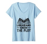 Womens Librarians Know The Plot Librarian Book Reading Books V-Neck T-Shirt