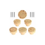 Lot de 6 boutons de meuble en rotin Boutons de Tiroir, de Porte Style bohème Poignée Tiroir en Bois Ronds Pour Commode Armoire Placards de Cuisine