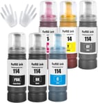 114 Encre Compatible pour Epson EcoTank ET-8550 ET-8500 Imprimante 6 Couleurs Multipack(BK/PBK/C/M/Y/GY)(Q1518)