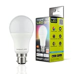 Integral LED 2 Pack Smart GLS B22 Dimmable Colour Changing 2.4GHz WiFi Bulb – Warm, Cool & Daylight White 2700K-6500K, 806lm, 8.5W (60W Equivalent) – App Controlled and Alexa & Google Home Compatible