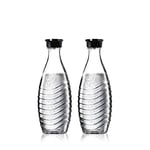 SodaStream Bottle Glass Carafe 2 Pack, 2 x 600ml Crystal Bottles fit Crystal Retro Drinks Sparkling Fizzy Water Maker, BPA Free Reusable Glass Water Bottles, Dishwasher Safe for SodaStream Flavours